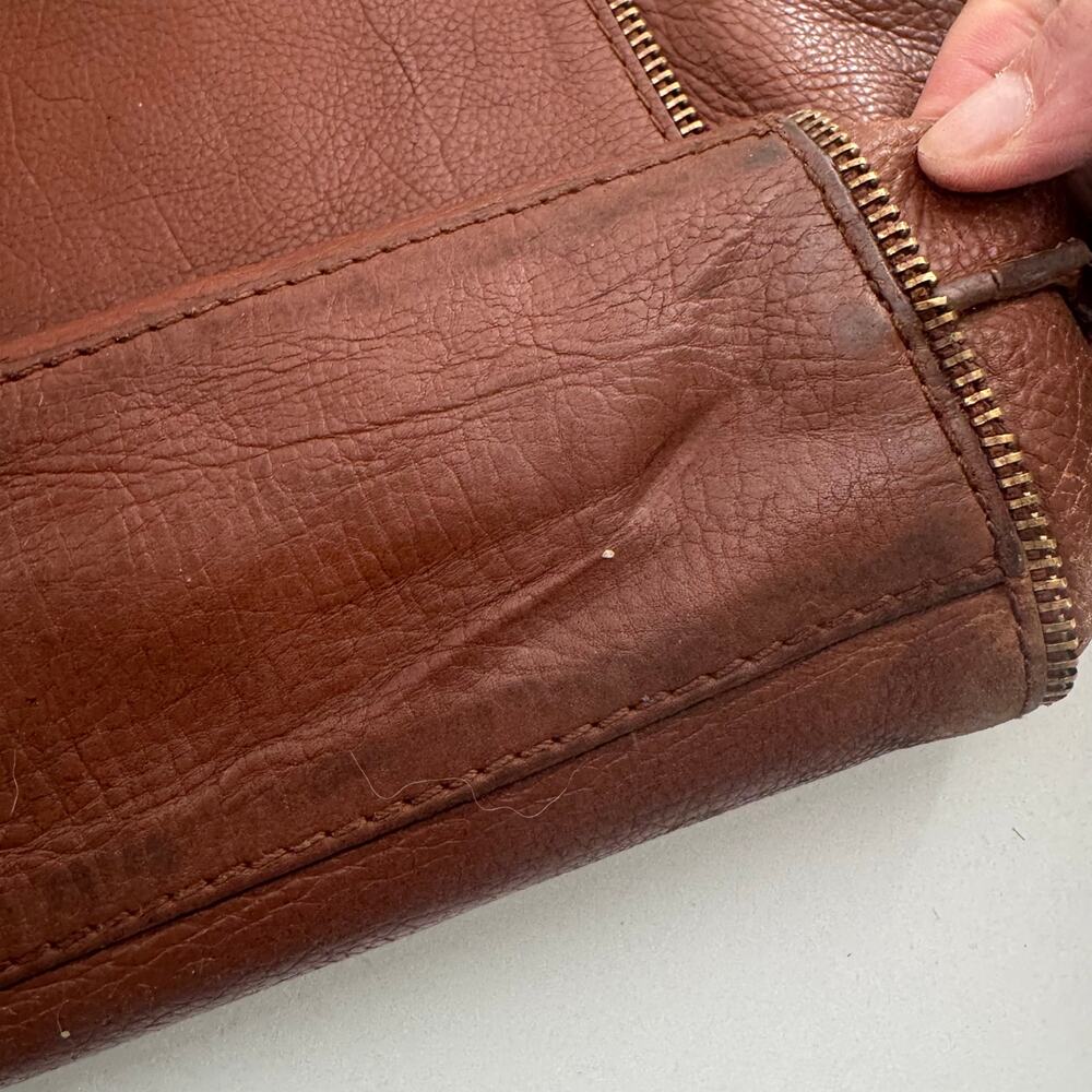 Botkier Brown Leather Tote Bag Pebbled Leather Zipper Detail Snap Soho Read - Picture 10 of 14
